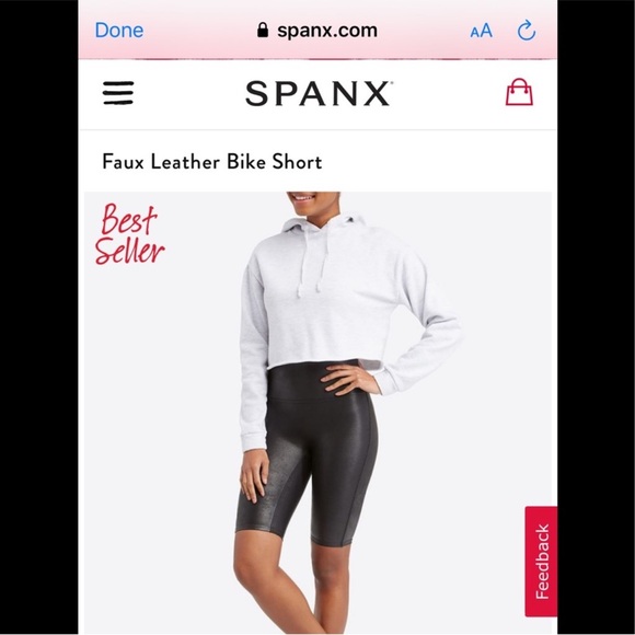 Excellent Pristine SPANX faux leather biker shorts size: medium - Picture 4 of 14